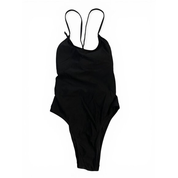 SHEIN Other - NWT SHEIN Black One Piece Swimsuit Lace Up Crossed Straps Girls Swimwear
